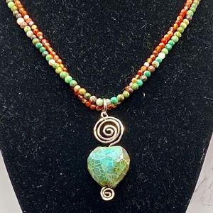Chrysocolla, Sterling Silver, Gemstone Beaded Necklace